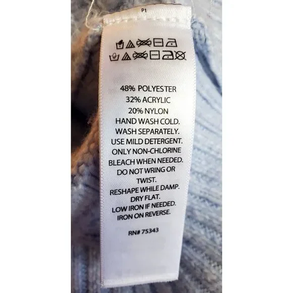 Sincerely Jules Sweater US LG Ribbed Powder Blue Ribbed Texture Long Sleeve - Picture 8 of 9